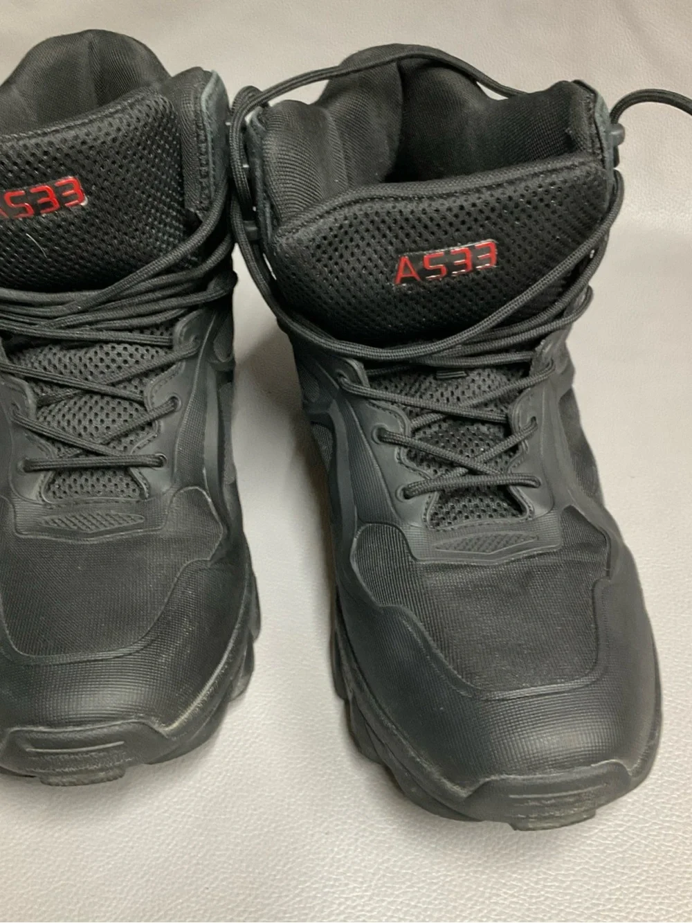 All-Black Tactical Hiking Boots with Red Accent